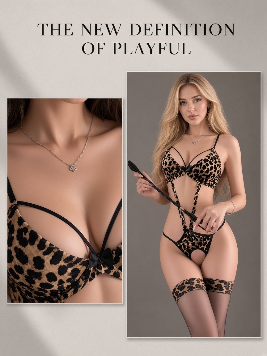 Leopard Print 3-Piece Lingerie Set product detail 5