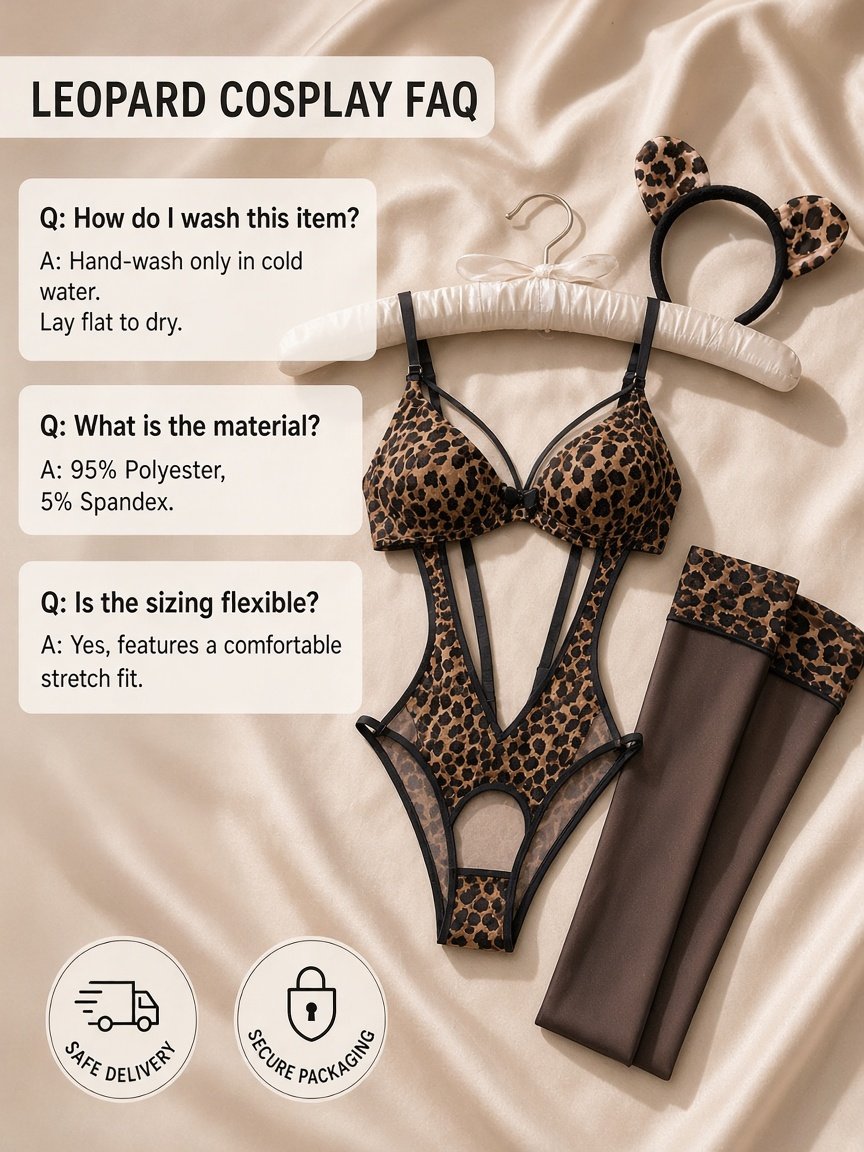 Leopard Print 3-Piece Lingerie Set product detail 6