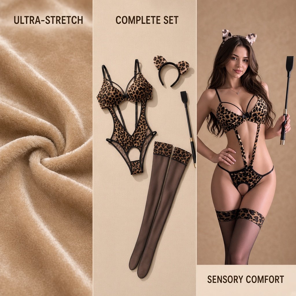 Leopard Print 3-Piece Lingerie Set main image 7