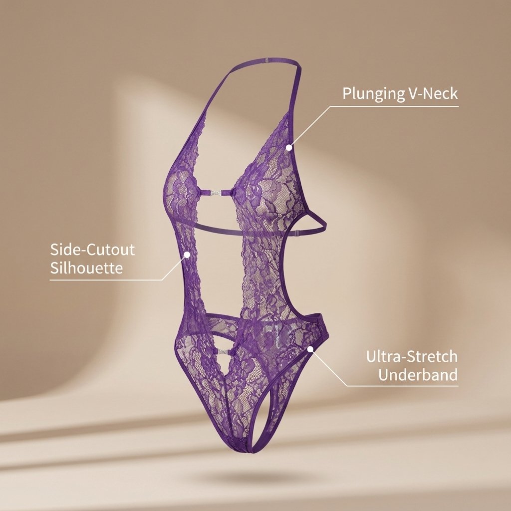 Sheer Strappy Teddy Bodysuit product detail 3