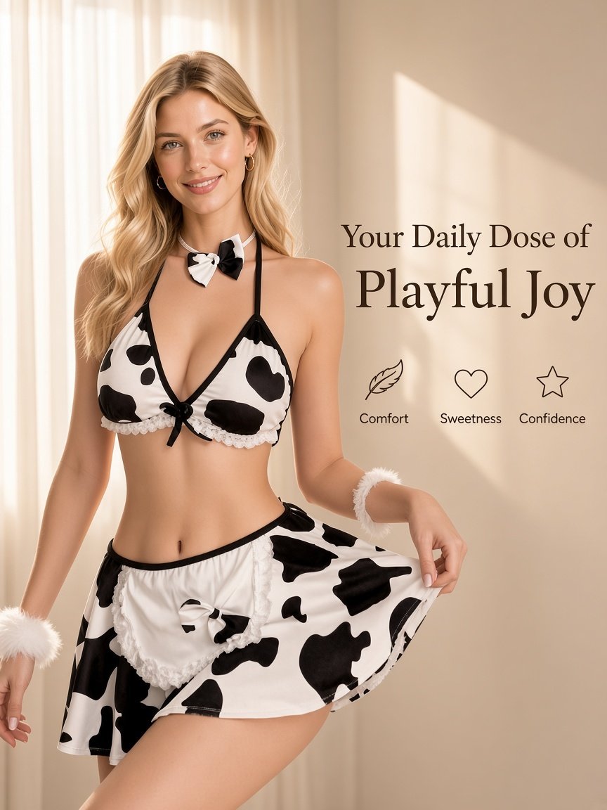 Moo Muse Cow Print Lingerie Set — detail 10