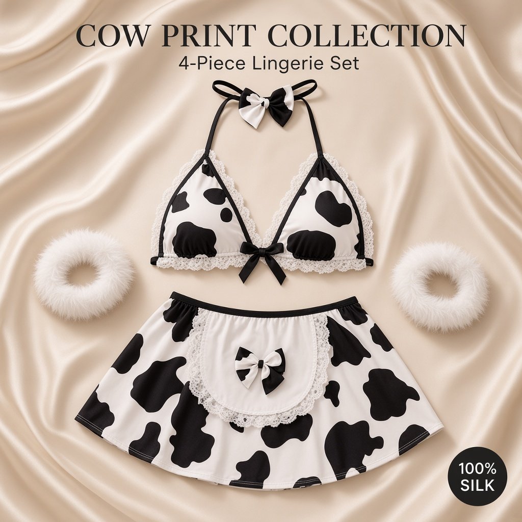 Moo Muse Cow Print Lingerie Set — sku 1