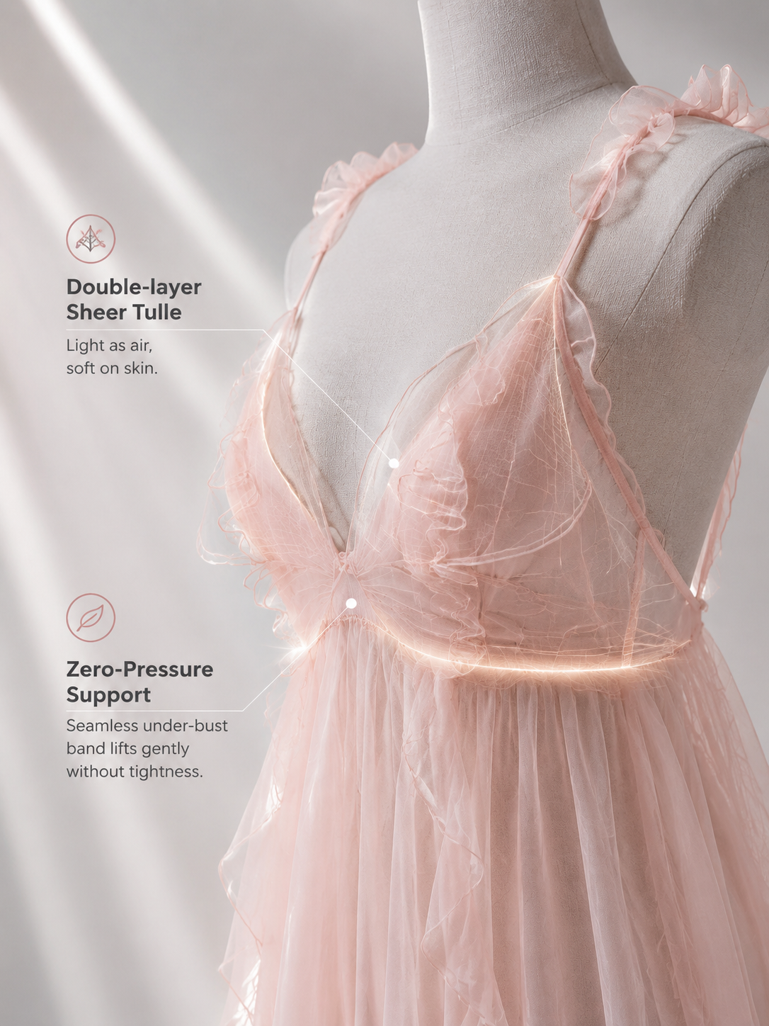 Butterfly Kiss Sheer Lace Chemise — detail 3