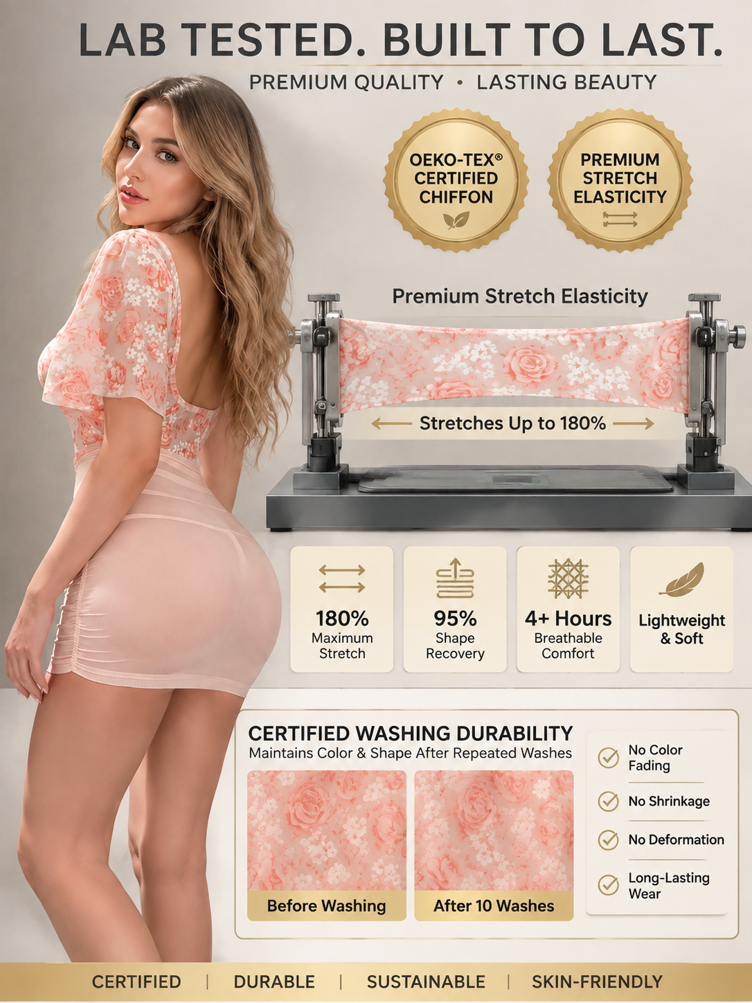 Floral Desire Deep V Chemise — detail 7
