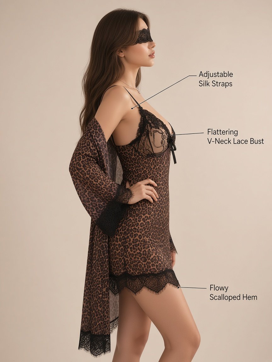 Wild Allure Leopard Lace Sleepwear Set — detail 3