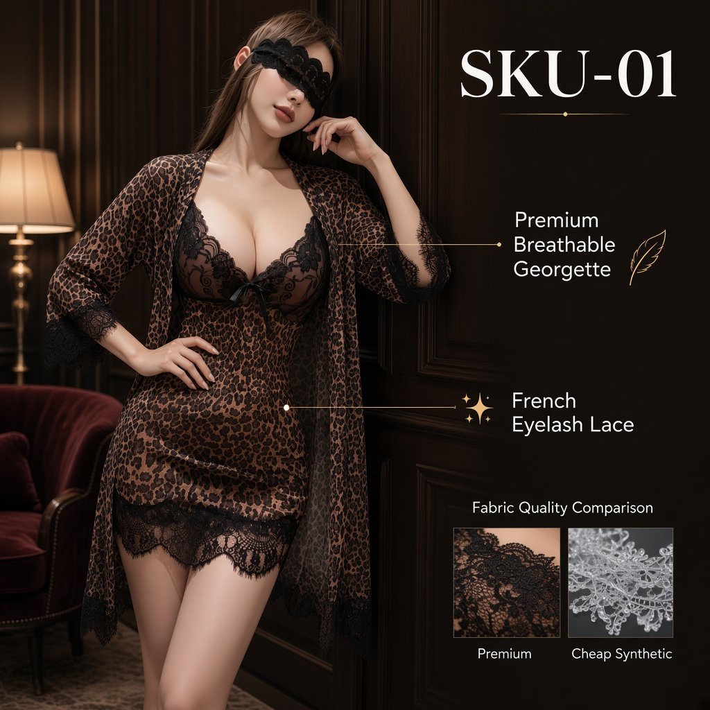 Wild Allure Leopard Lace Sleepwear Set — main 6