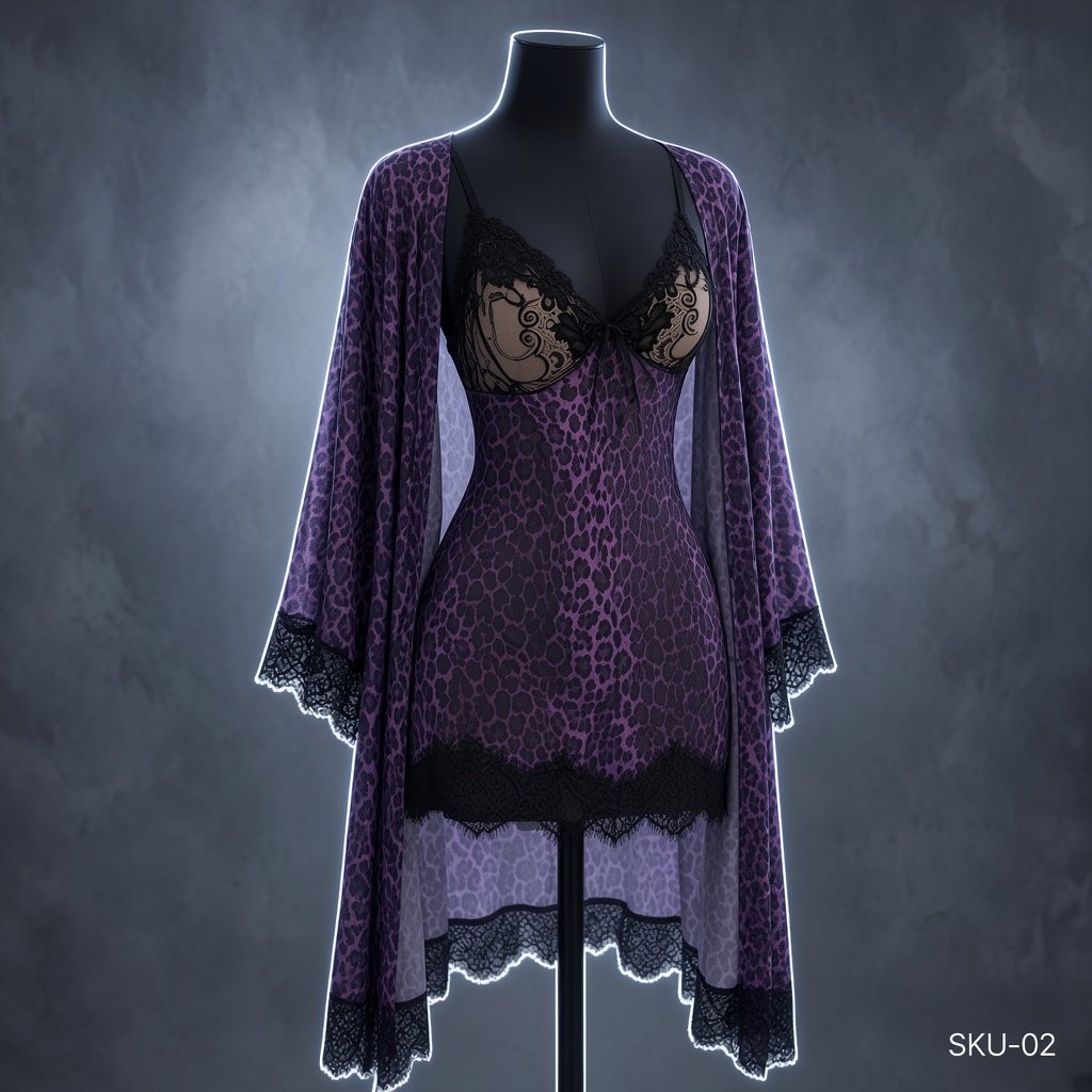 Wild Allure Leopard Lace Sleepwear Set — sku 2