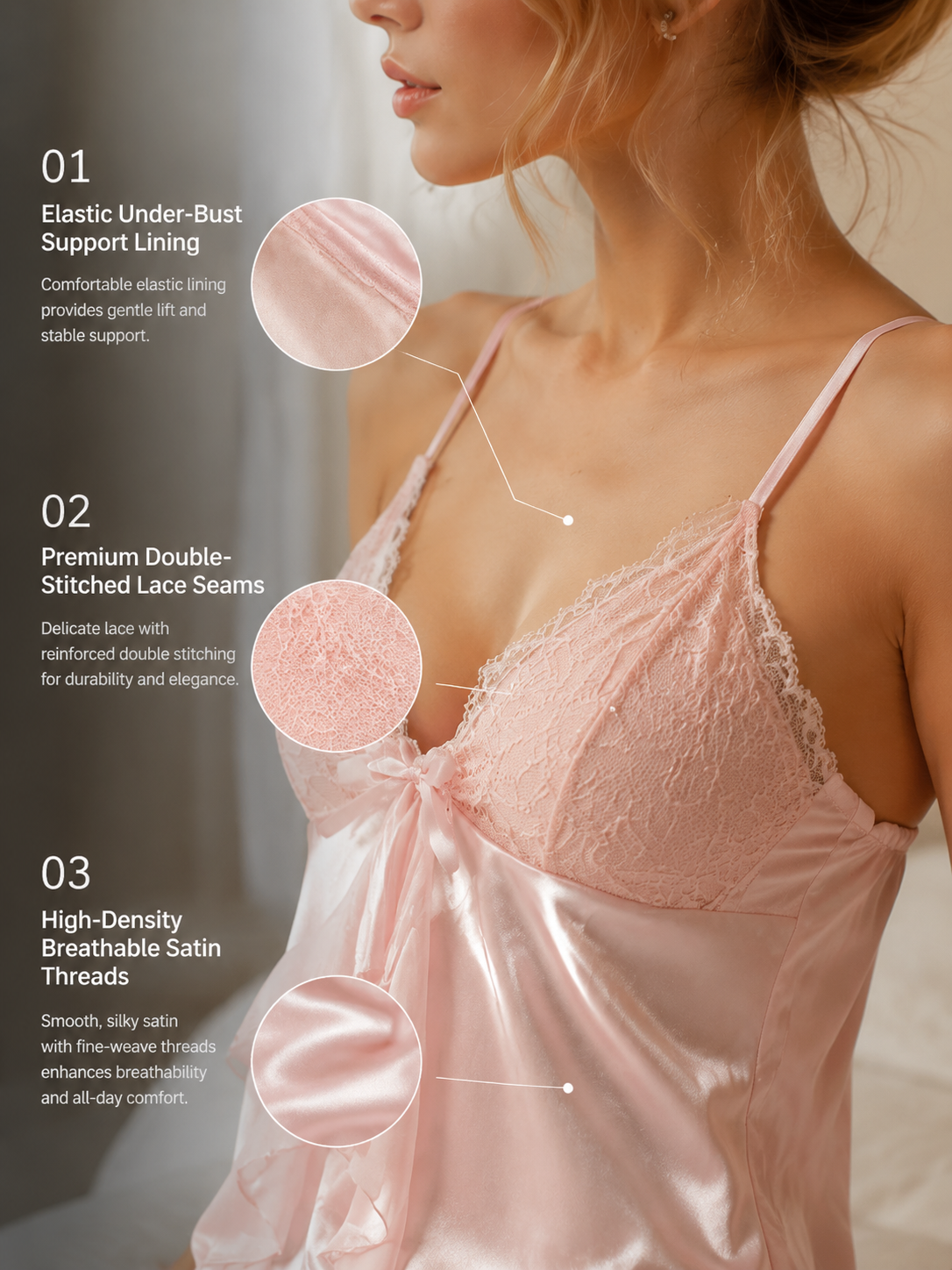 Silk Whisper Lace Cami Sleepwear Set — detail 3