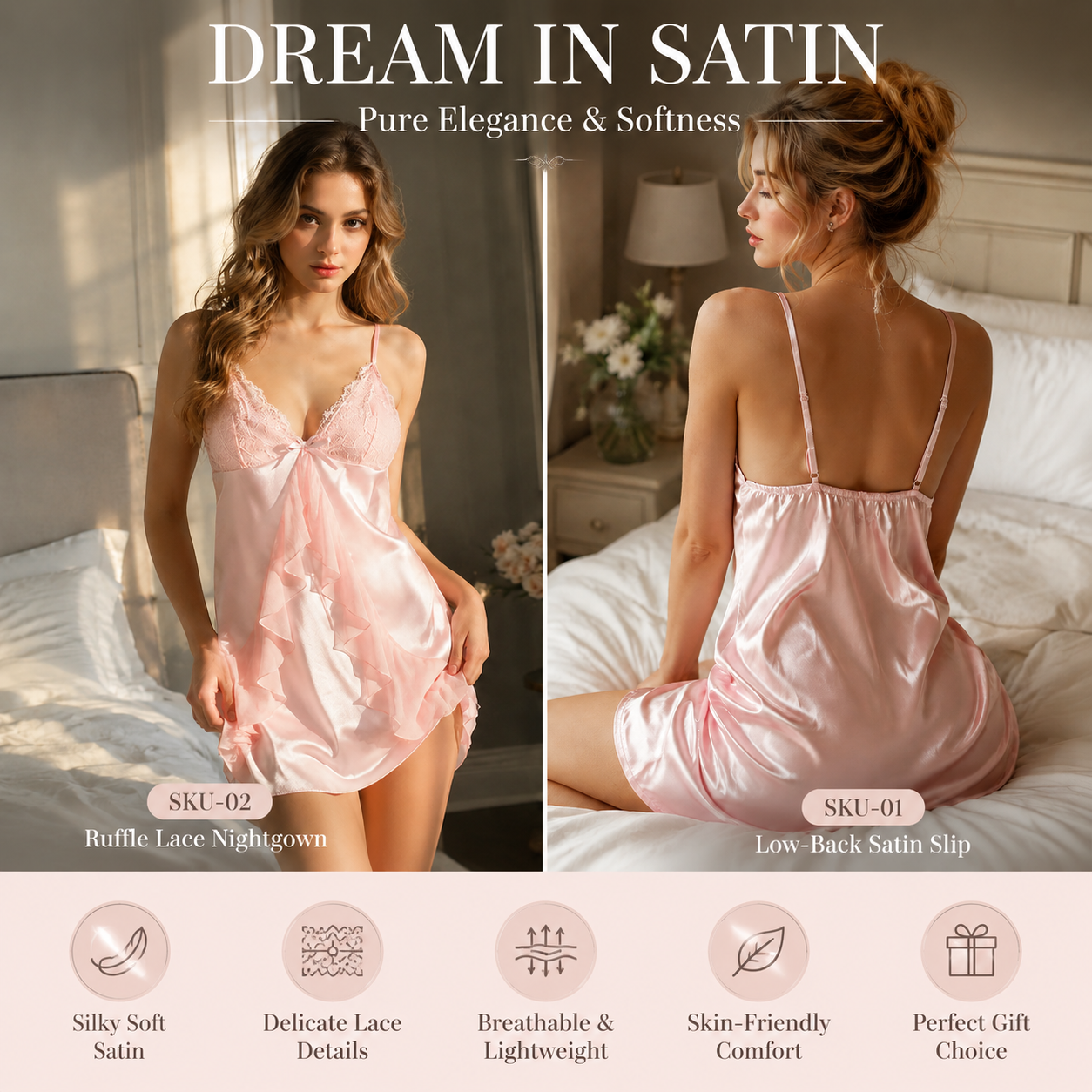 Silk Whisper Lace Cami Sleepwear Set — store catalog image