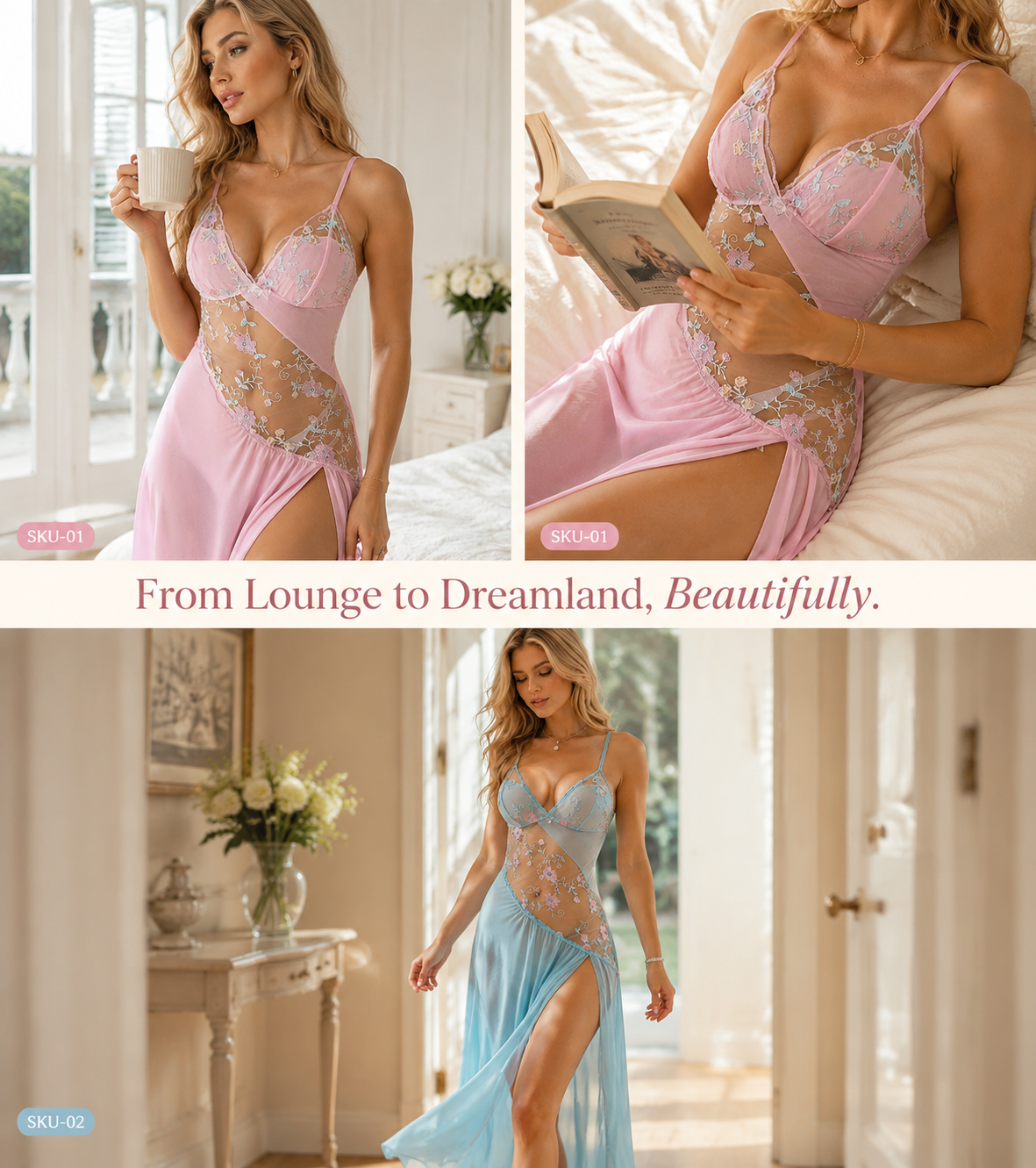 Bloom Desire Sheer Embroidered Chemise — detail 5