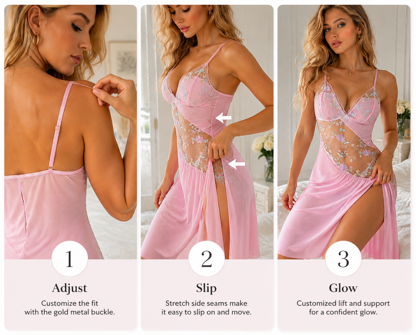 Bloom Desire Sheer Embroidered Chemise — detail 6