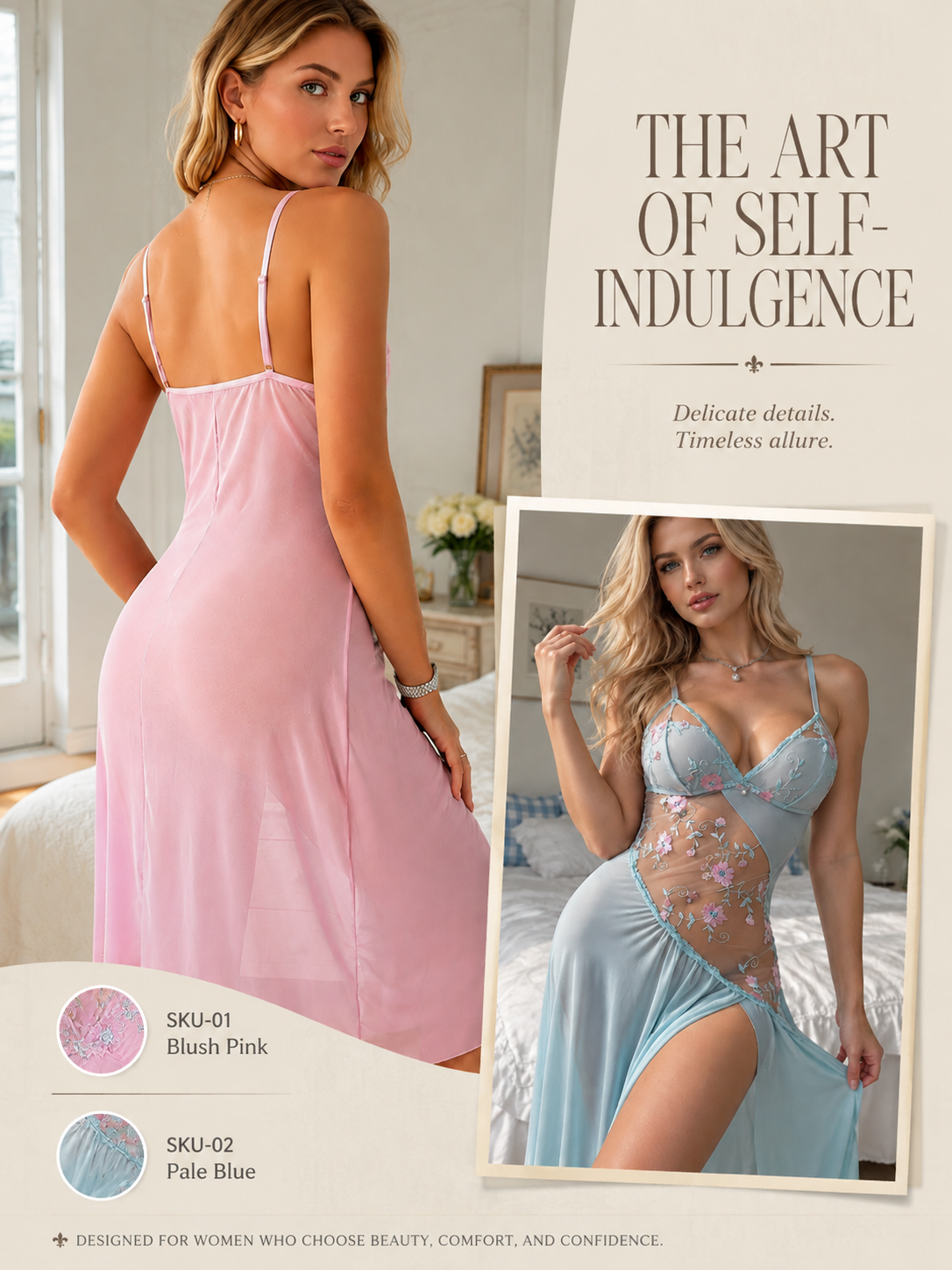 Bloom Desire Sheer Embroidered Chemise — detail 8