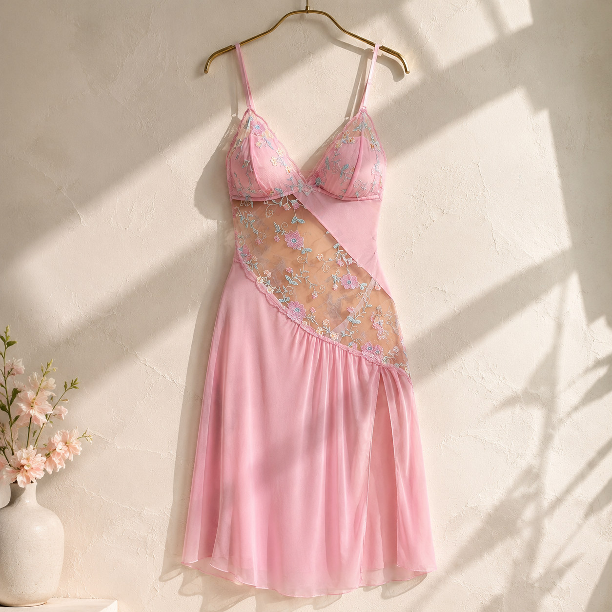 Bloom Desire Sheer Embroidered Chemise — sku 1
