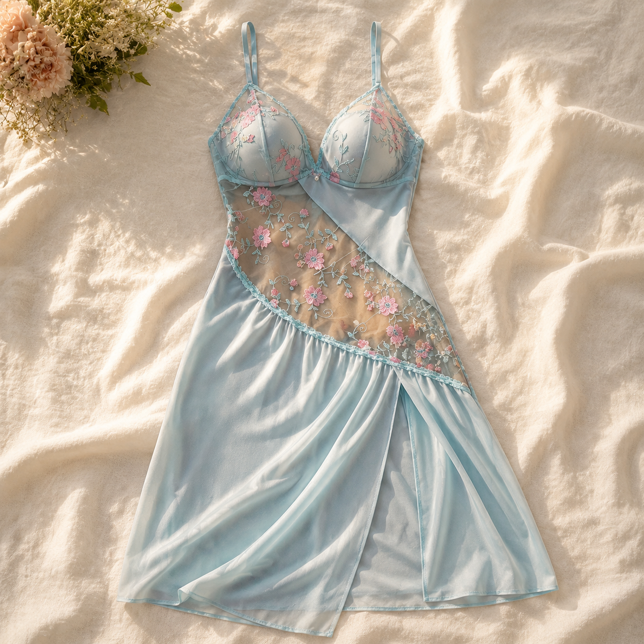 Bloom Desire Sheer Embroidered Chemise — sku 2